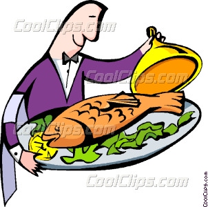302x300 Fish Platter And Waiter Vector Clip Art