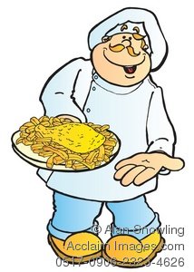 214x300 Clipart Illustration Of Chef With Fish And Chips