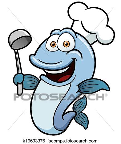 393x470 Clip Art Of Chef Fish K19693376