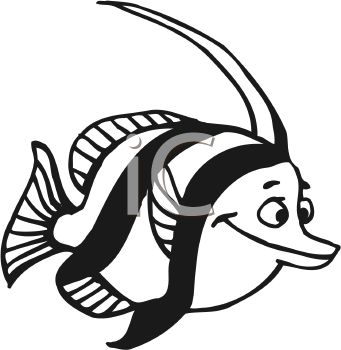 341x350 Royalty Free Clipart Image Black And White Cartoon Fish