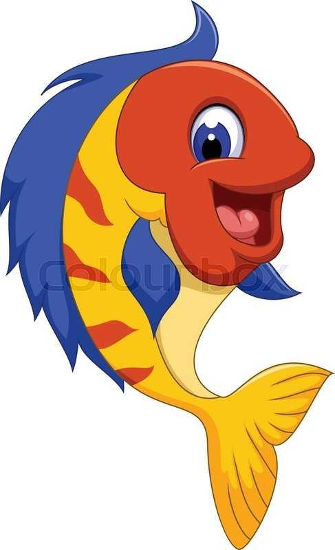 487x800 Cute Cartoon Fish. Vector Clip Art Illustration With Simple