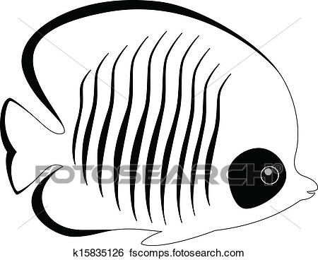 450x368 Clip Art Of Silhouette Of Butterfly Fish Isolated On White