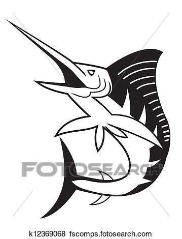 359x470 Clip Art Of Marlin Fish K12369068