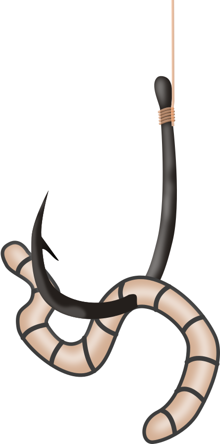 444x897 Fish Hook With Worm Clip Art