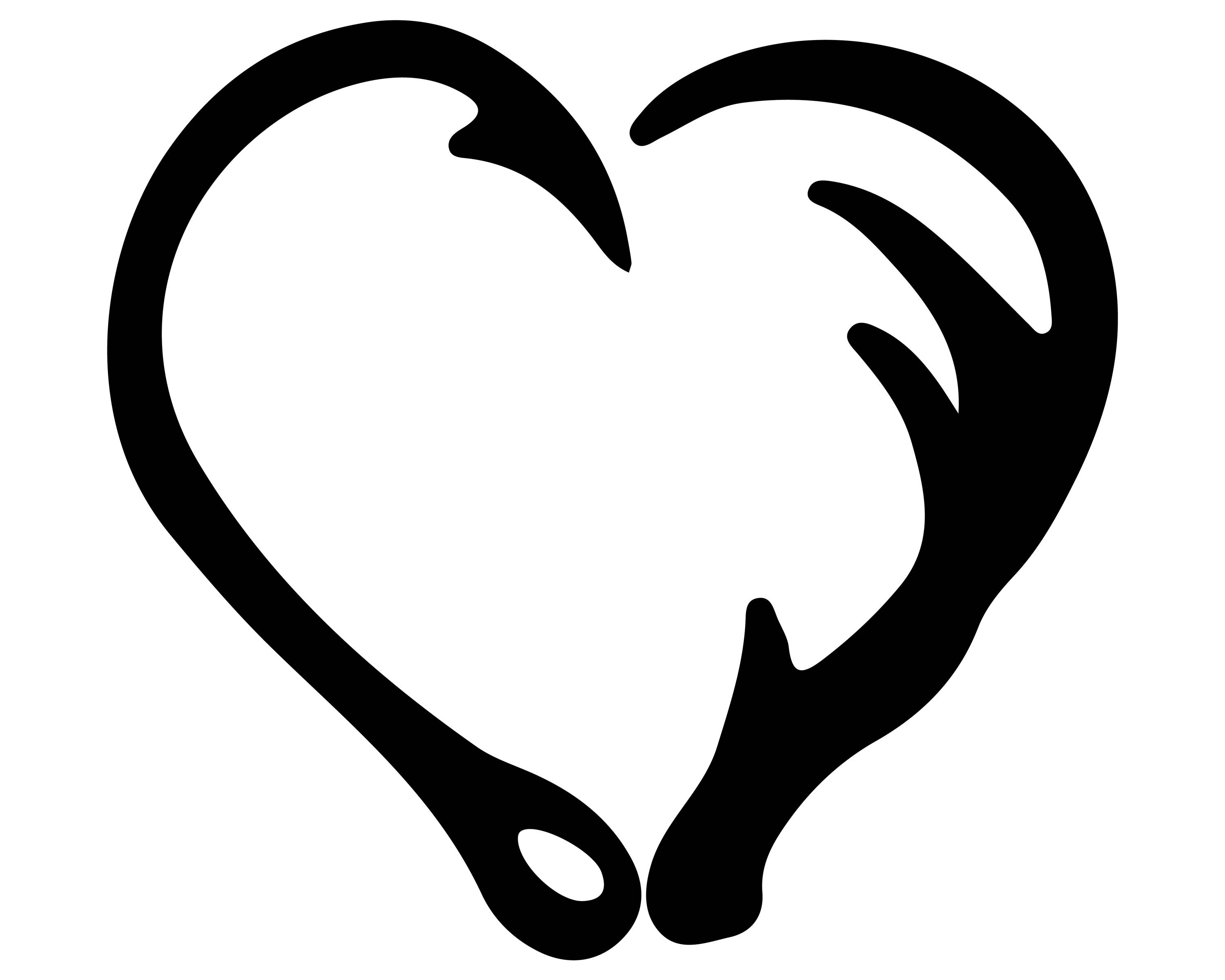 3000x2400 Fish Hook And Antler Heart Silhouette Clipart Png And Svg