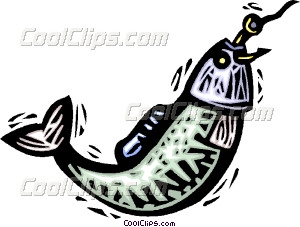 300x227 Fish On A Hook Vector Clip Art