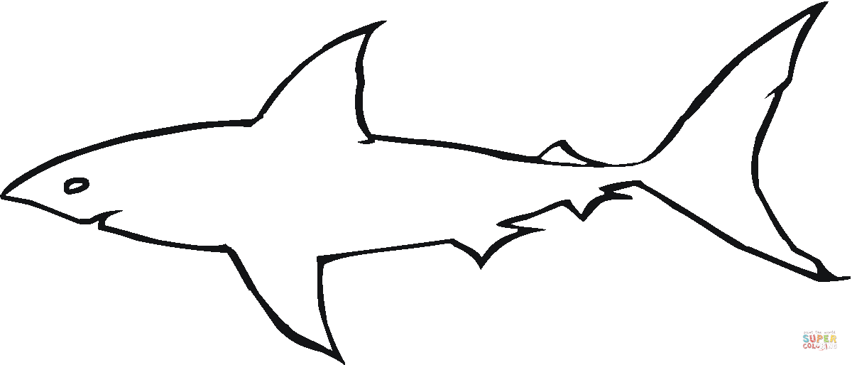 1200x514 Great White Shark Outline Coloring Page Free Printable Coloring