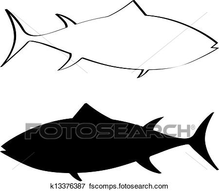 450x394 Clip Art Of Tuna Fish Silhouette K13376387