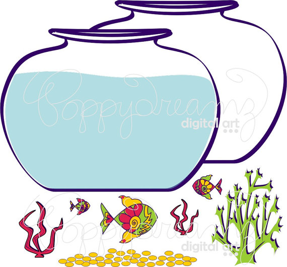 570x530 Fish Bowl Clip Art Pack 300 Dpi Digital Images Fish Bowl