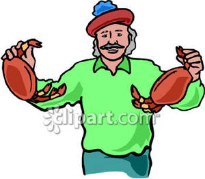 300x262 Fisherman Holding Two Crabs