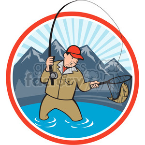 300x300 Royalty Free Fisherman Fishing With Net Front 388639 Vector Clip