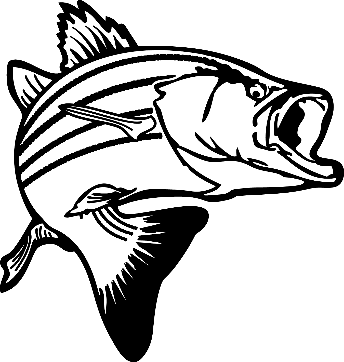 1350x1421 Free Bass Fishing Clipart Image