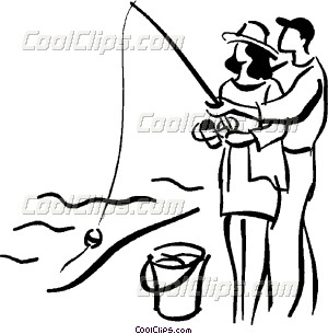 300x305 Couple Fishing Vector Clip Art