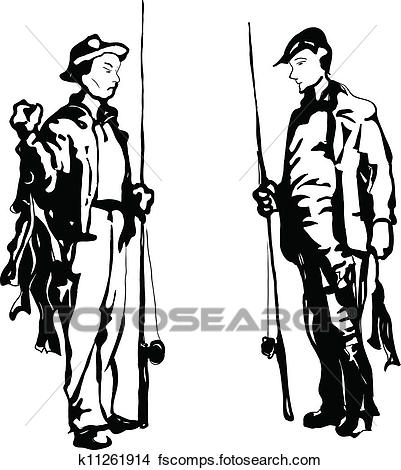 401x470 Clipart Of Two Fishermen K11261914