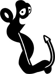 223x300 Fish Hook Amp Worm Decal 3.75x5 Choose Color! Vinyl Sticker Ebay