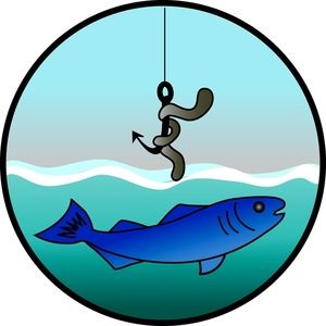 300x300 Free Fishing Clip Art Image Fish Hook With A Nightcrawler Or Worm