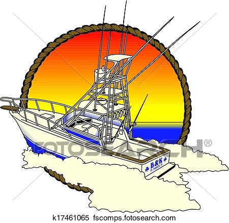 450x437 Clipart Of Offshore Boad, Fishing K17461065
