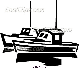 300x260 Fishing Boats Vector Clip Art