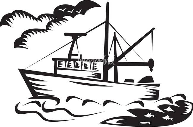 Fishing Boat Clipart Black White | Free download on ClipArtMag