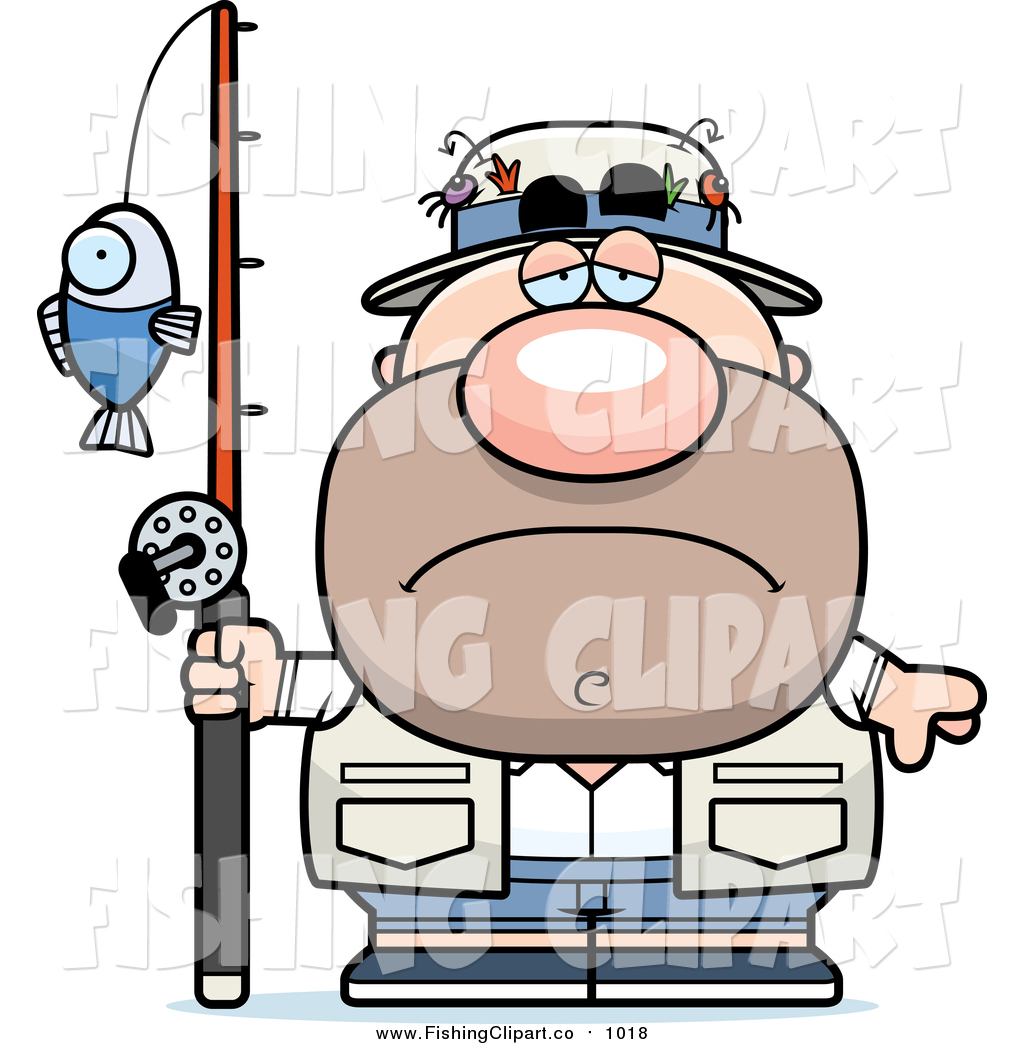 1024x1044 Clip Art Of A Depressed Short White Male Fisherman By Cory Thoman