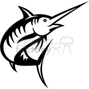 300x300 Royalty Free Black And White Swordfish Facing Left 388454 Vector