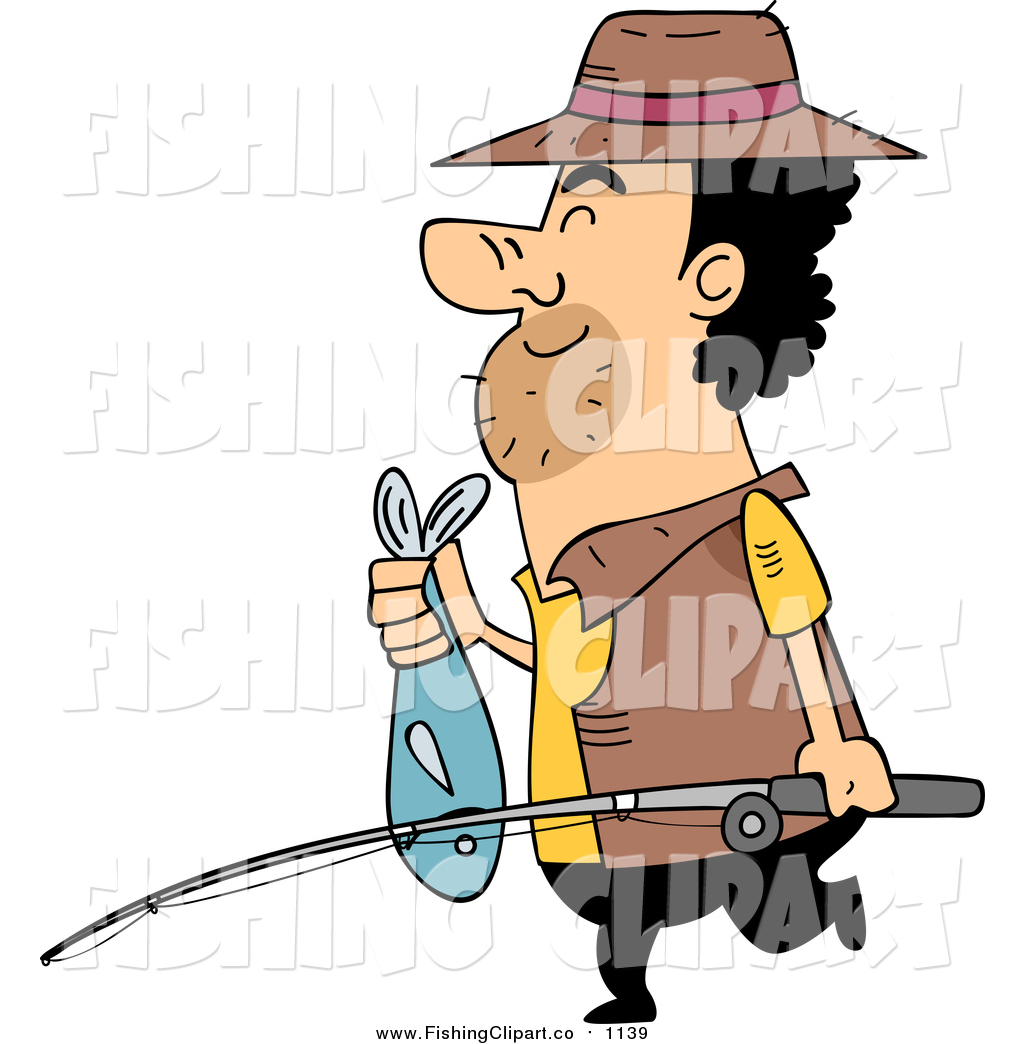 1024x1044 Clip Art Of A Cartoon Fisherman Carring A Pole And Fish By Bnp