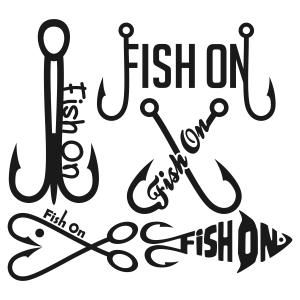 300x300 Fish On Fishing Hook Cuttable Design Cut File. Vector, Clipart