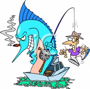 300x296 Cartoon Clipart Picture Of A Fish Catching A Man