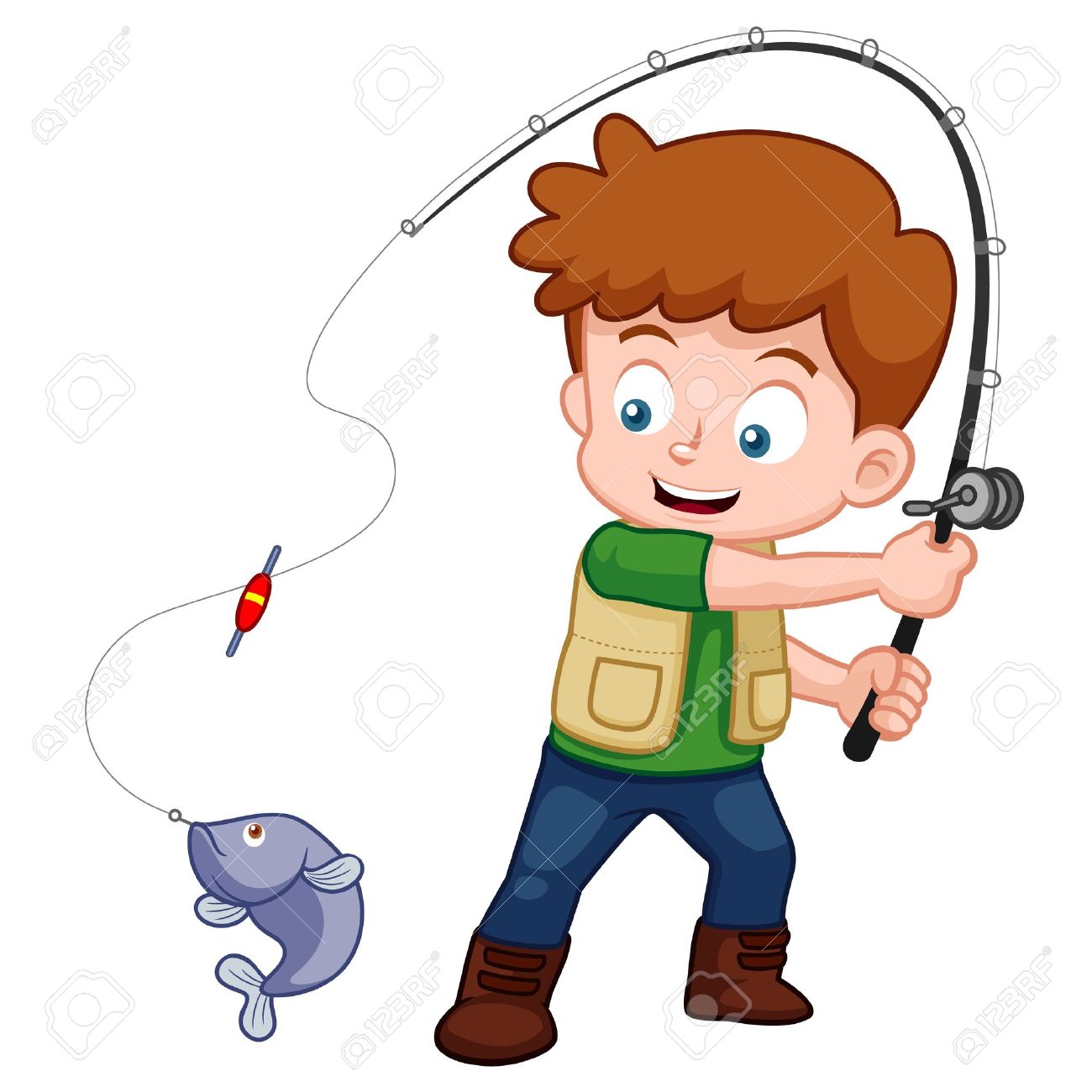 1300x1300 Illustration Of Cartoon Boy Fishing Royalty Free Cliparts, Vectors
