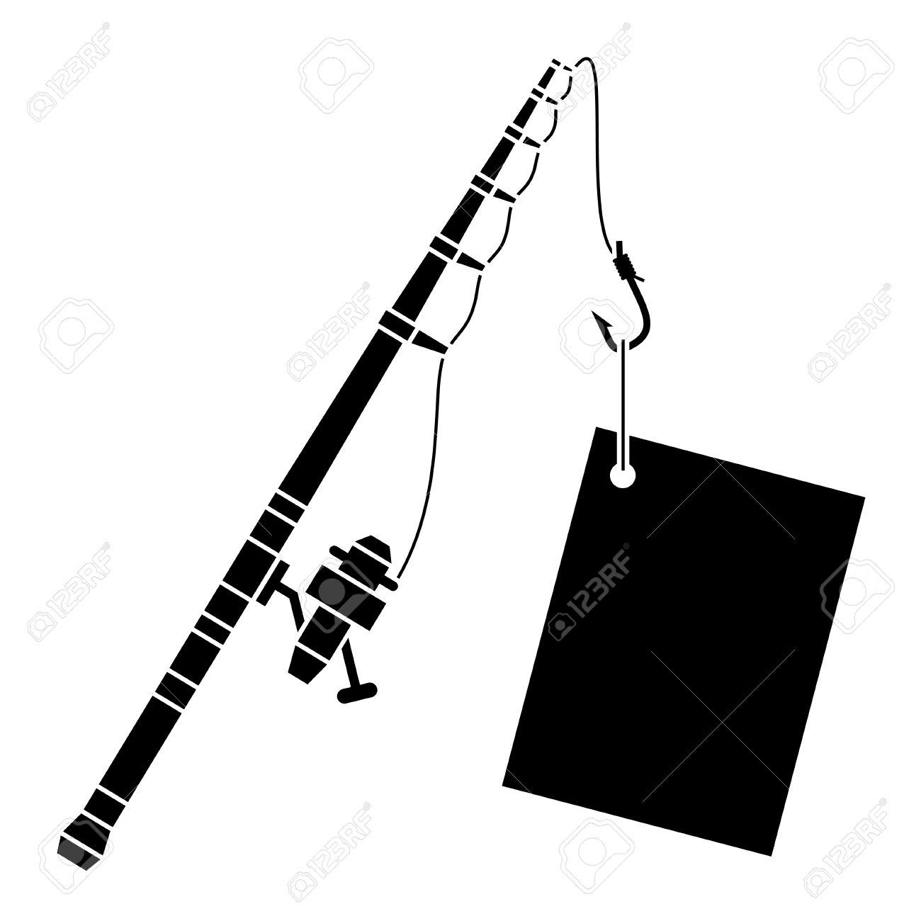 1300x1300 Vector Black Fishing Rod With Label Royalty Free Cliparts, Vectors