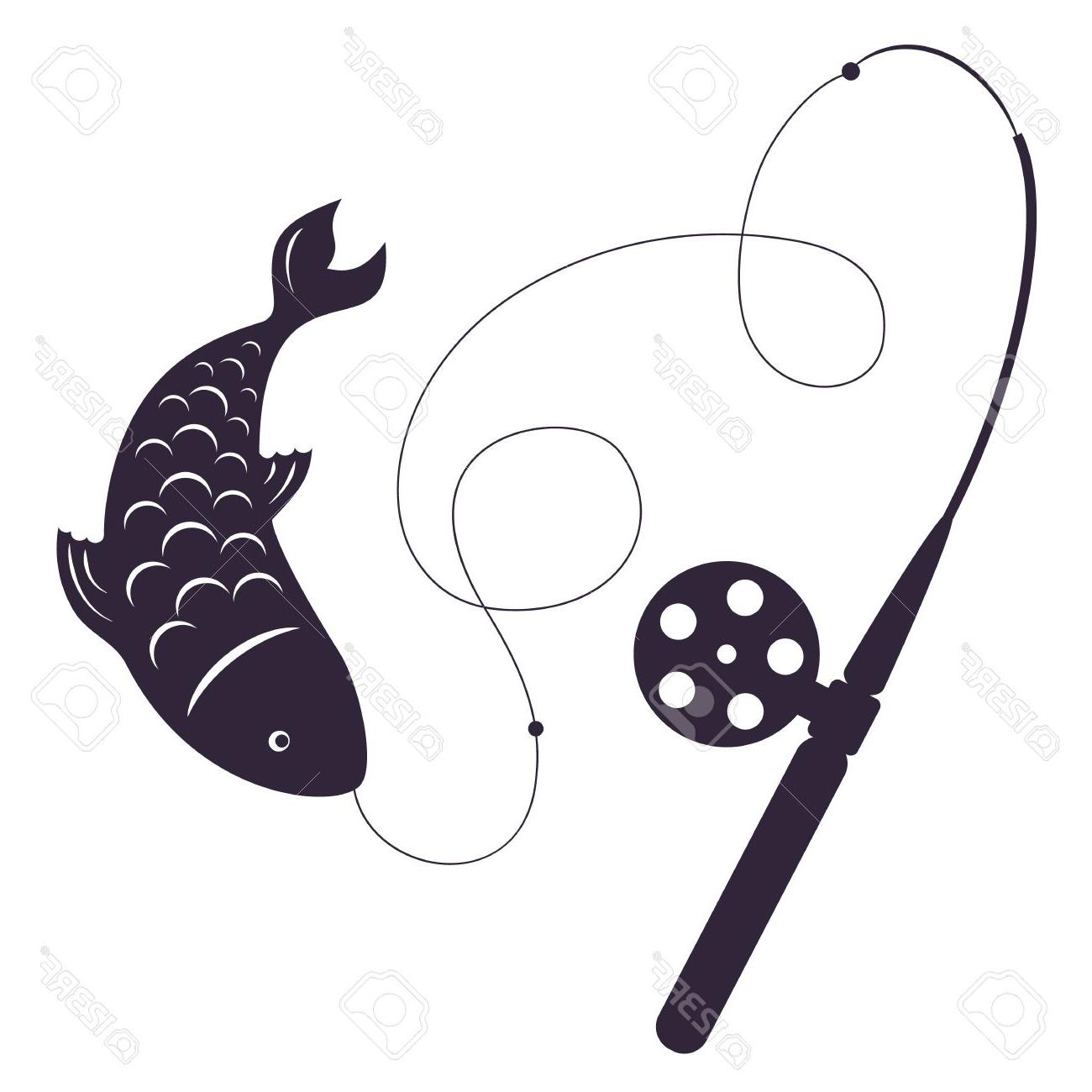 1300x1300 Best Fish And Fishing Pole Silhouette Drawing Free Vector Art