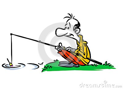 400x290 Fisherman River Fishing Rod Cartoon Illustration W