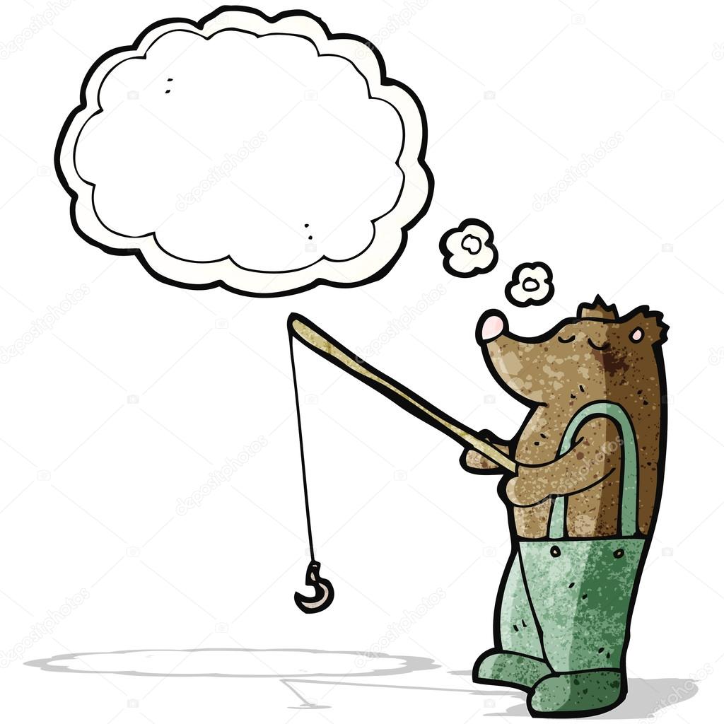 1024x1024 Cartoon Bear With Fishing Rod Stock Vector Lineartestpilot
