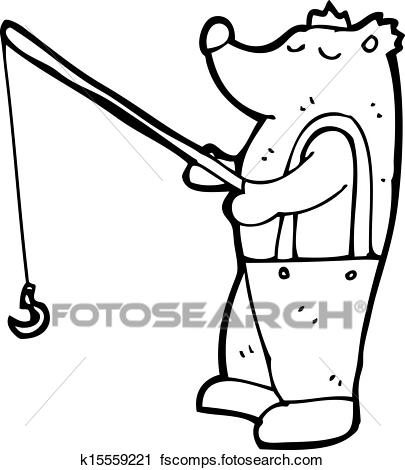 405x470 Clipart Of Cartoon Bear With Fishing Rod K15559221