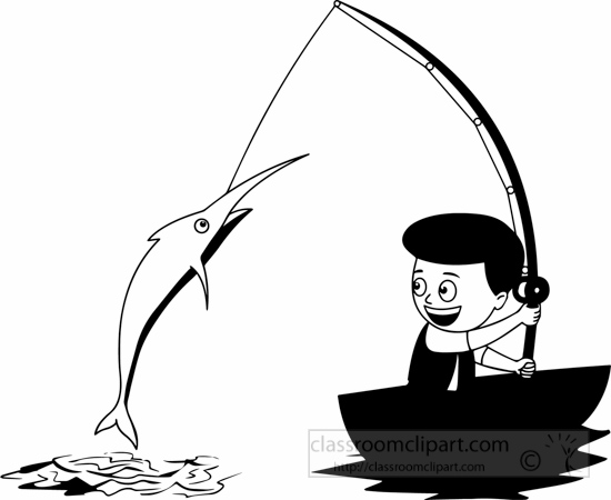 550x450 Sports Clipart Black White Fishingboy Boy Catching Big Fish