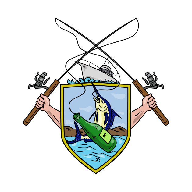 630x630 Fishing Rod Reel Blue Marlin Beer Bottle Coat Of Arms Drawing