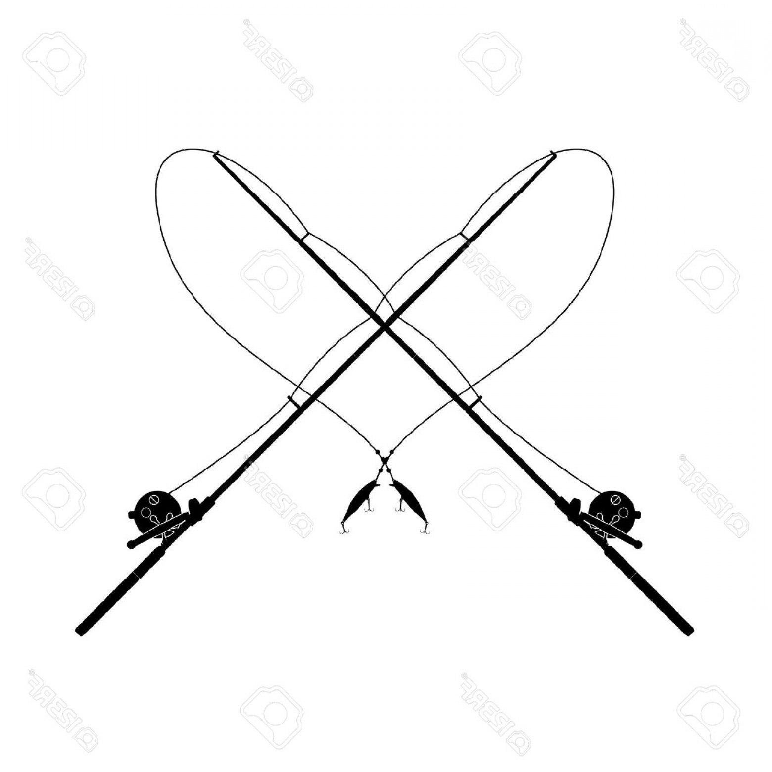 1560x1560 Fishing Rod Clipart Crossed