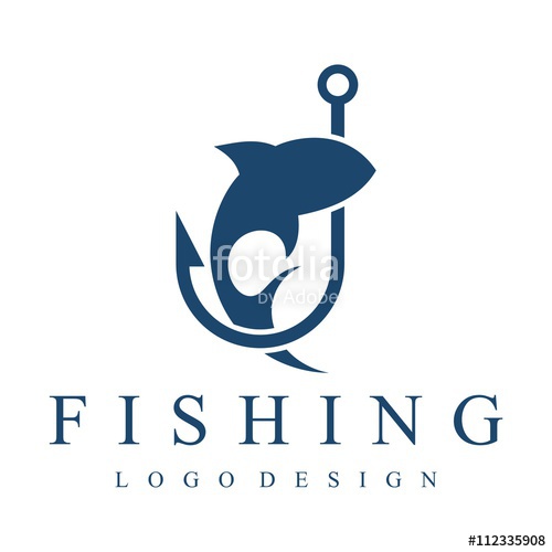 500x500 Fishing Logo, Hook, Fishing Rod, Simple Design Logo Template