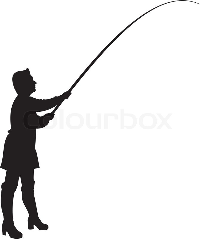 669x800 Silhouette Of Woman In Fishing. Stock Vector Colourbox