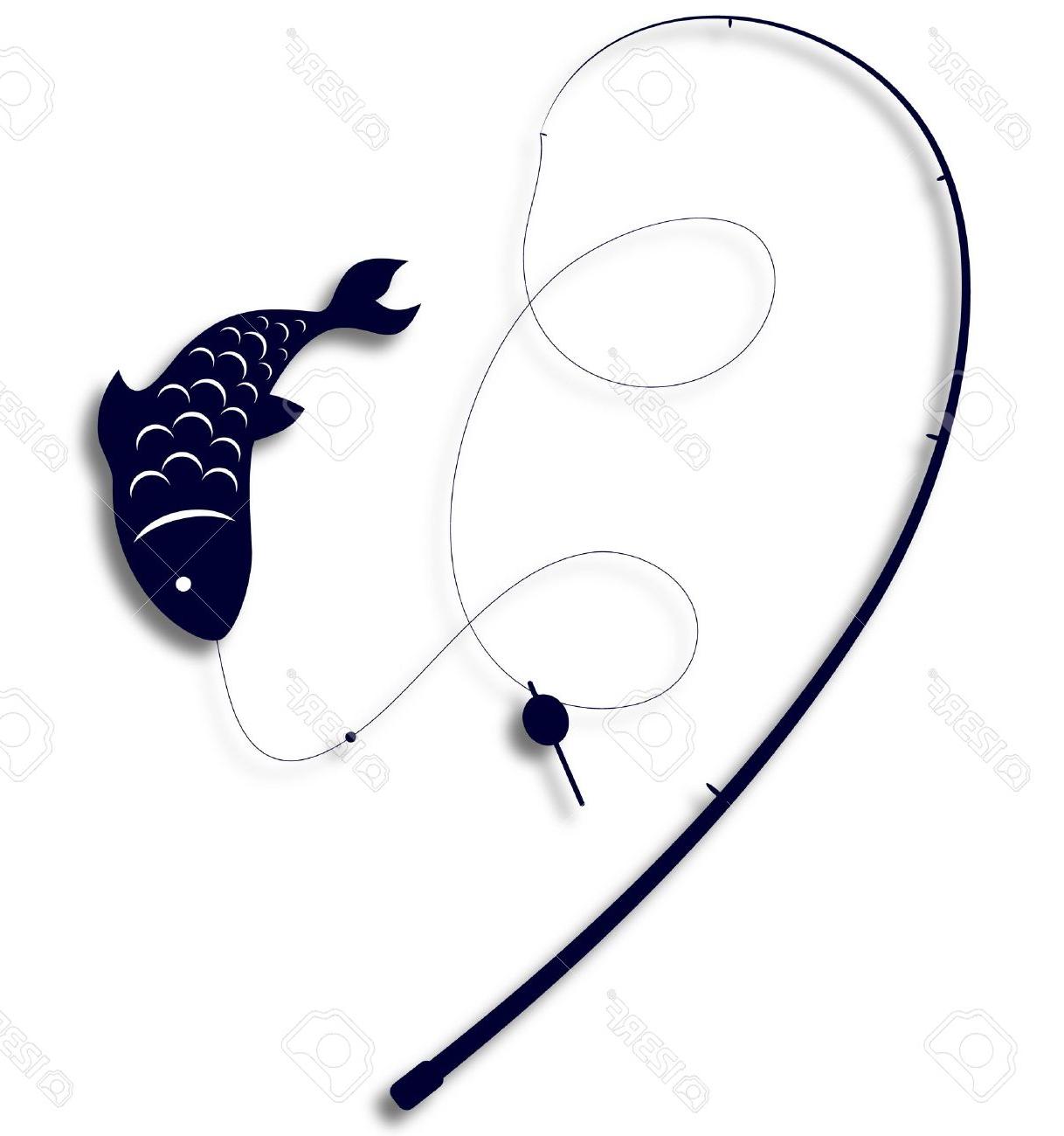 1218x1300 Best Free Silhouette Of Fishing Rods And Fish On The Hook Stock
