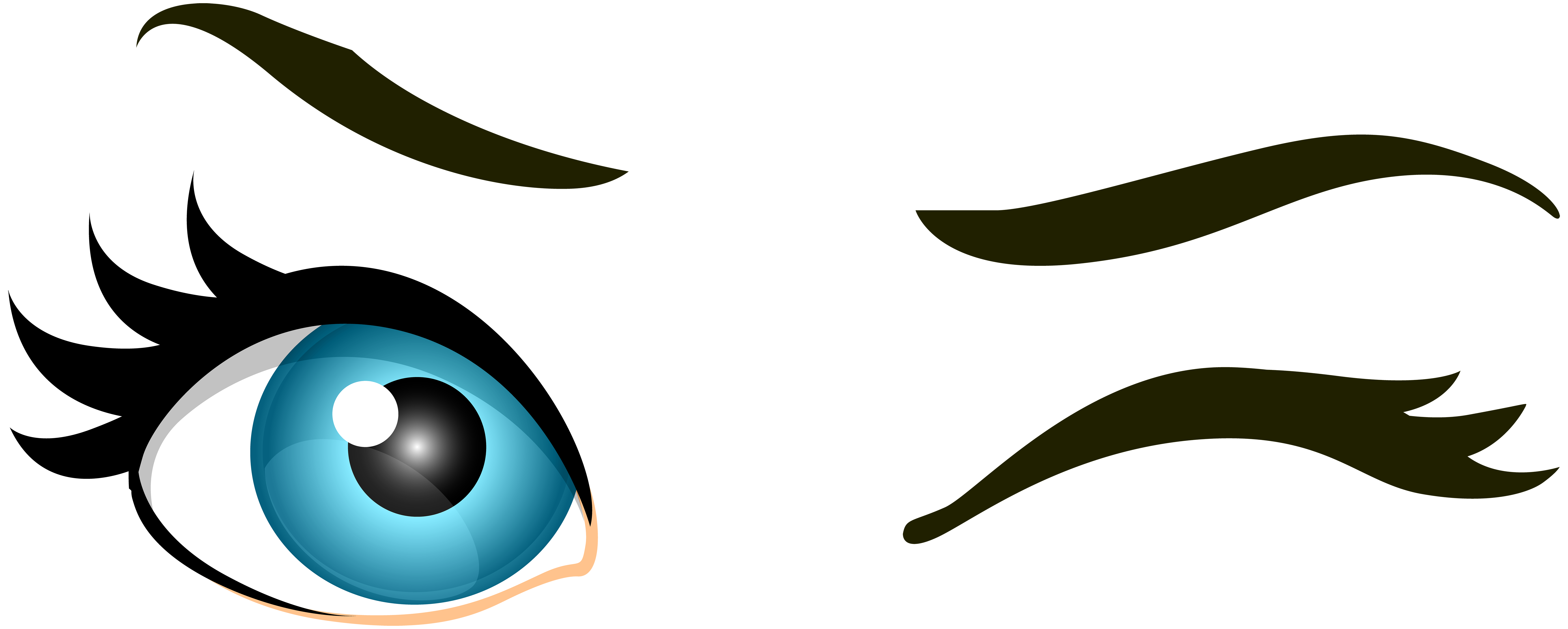 7000x2809 Blue Winking Eyes Png Clip Art
