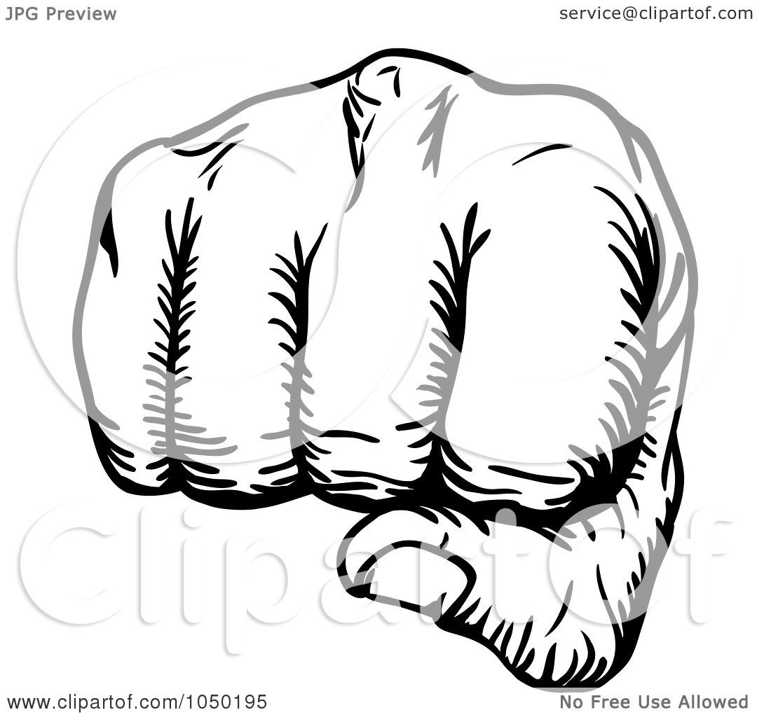 1080x1024 Royalty Free (Rf) Clip Art Illustration Of A Black And White Fist