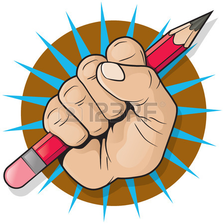 450x450 Revolutionary Punching Fist And Pencil Sign. Great Illustration