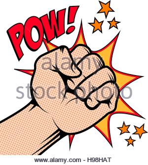 300x334 Cartoon Fist Punching In A Pop Art Comic Book Style Stock Photo