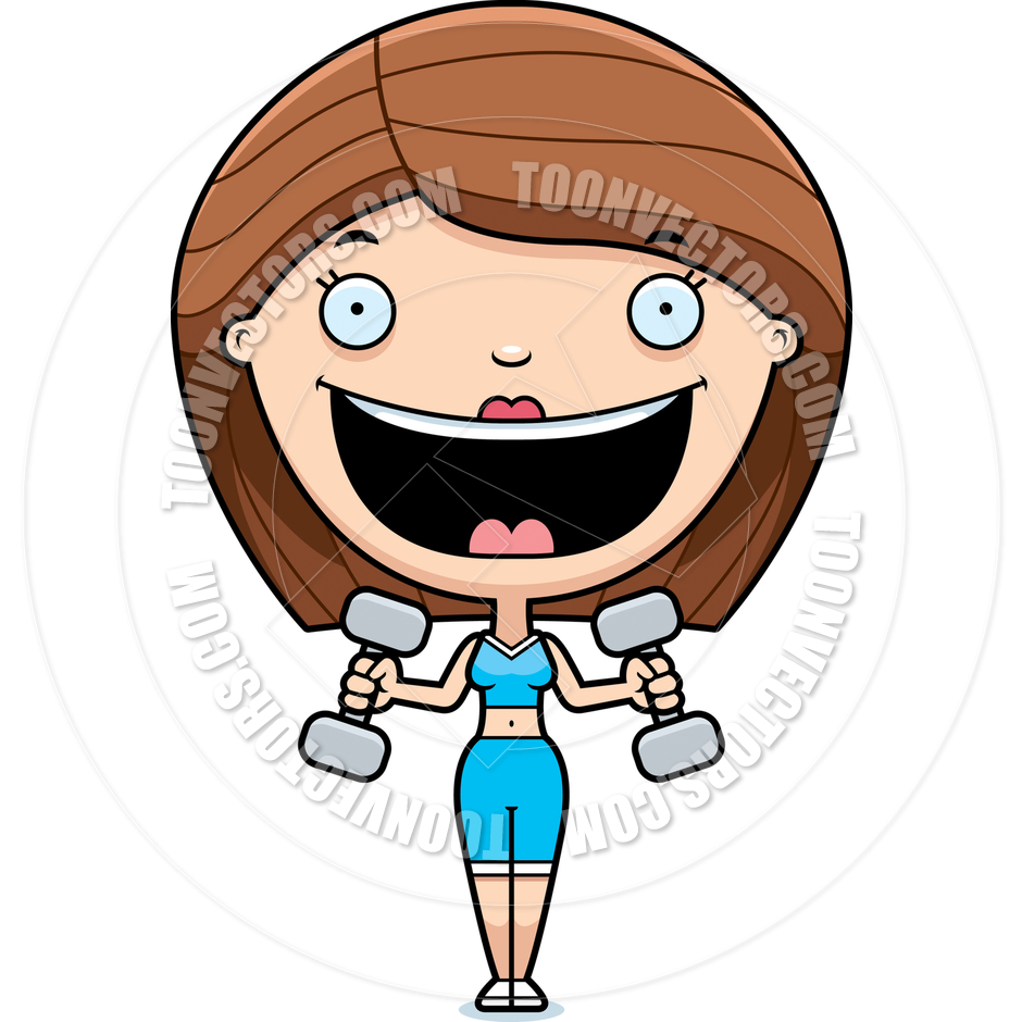 940x940 Cartoon Woman Happy Lifting Weights (Fitness) By Cory Thoman