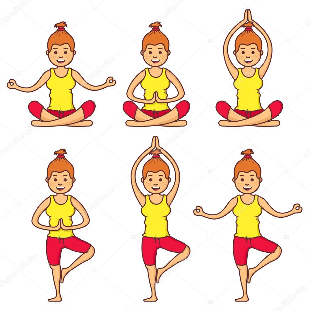 1024x1024 Vector Set With Beautiful Cartoon Woman Exercising Various
