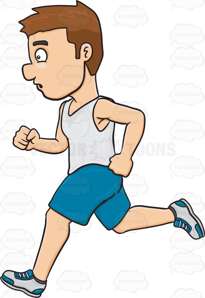 705x1024 A Man Enjoying A Quick Jog Cartoon Clipart