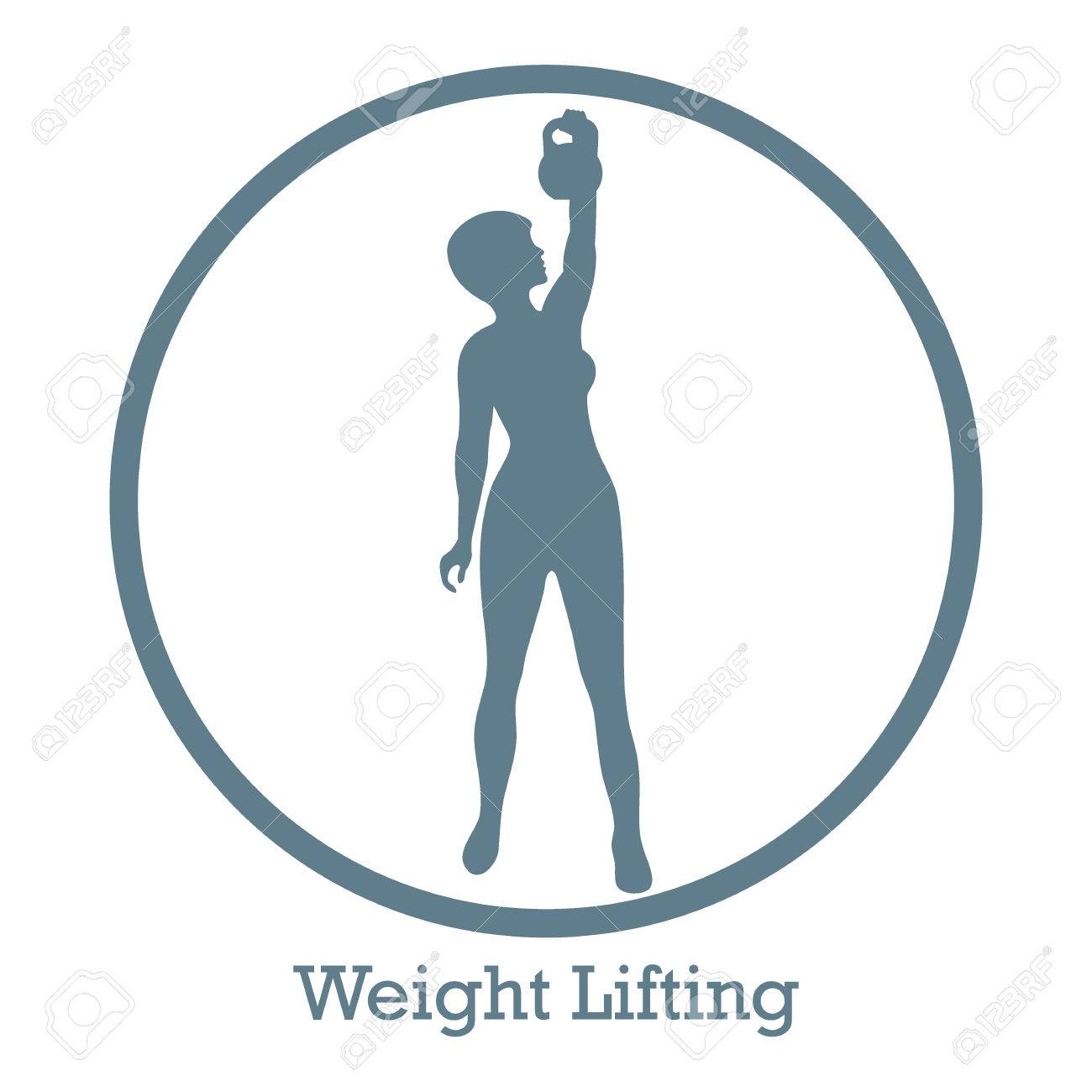 1300x1300 Stylized Icon Of Fitness Sport Athletic Woman Holds Kettlebell