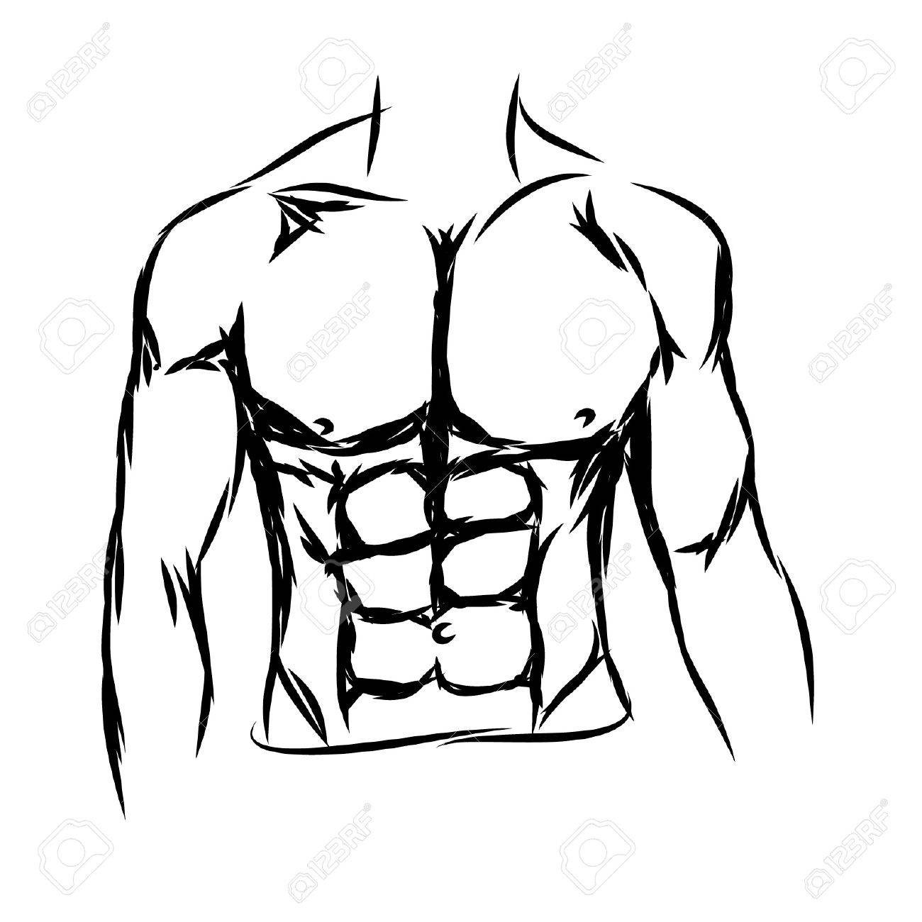 1300x1300 Vector Of Of Shirtless Muscled Fitness Man Royalty Free Cliparts