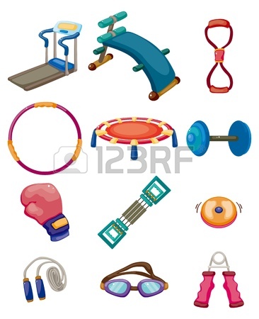 366x450 Cartoon Fitness Equipment Seamless Pattern Royalty Free Cliparts